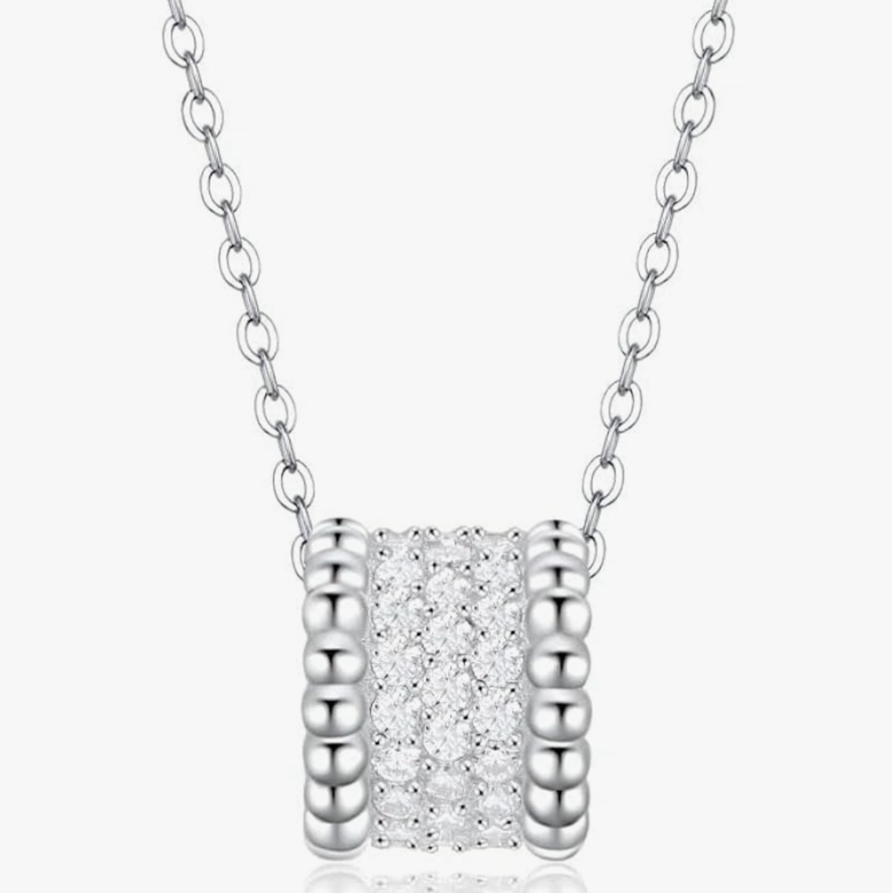 D Color VVS1 Moissanite Cylindrical Cluster Pendant Necklace | Lab Grown 1.0ct
